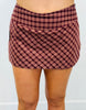 Burgundy Check Mid Rise Skort (Reg.)