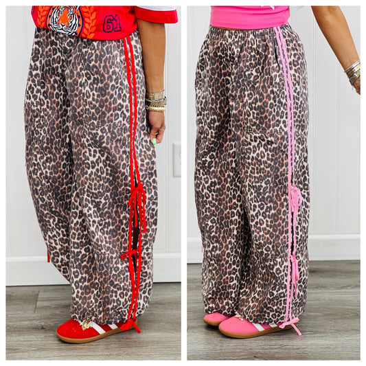 Leopard Side Stripe Triple Bow Pants (Reg.)-2 Colors