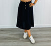 Black Elastic Waist Midi Skirt (Reg. and Plus)