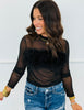 Black Feather Mesh LS Top (Reg.)