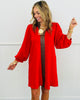 Red Contrast Leather Center Stripe Mini Dress (Reg.)
