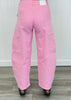 Pink Rhinestone Embellished Barrel Leg Jeans (Reg.)