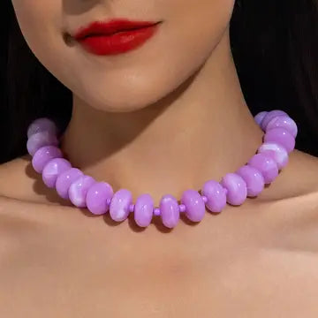 Purple Marble Beaded Necklace