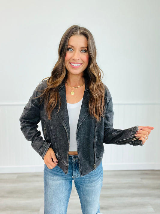 Judy Blue Black Denim Moto Jacket (Reg. and Plus)