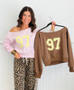 Number 97 Graphic Off Shoulder Top (Reg.)-2 Colors