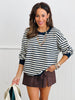 Cream/Navy Stripe Sweatshirt & Pants Set (Reg.)