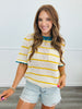 Lemon Drop Open Knit Short Sleeve Top (Reg. and Plus)