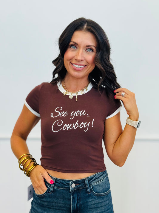 Brown See You, Cowboy! Top (Reg.)