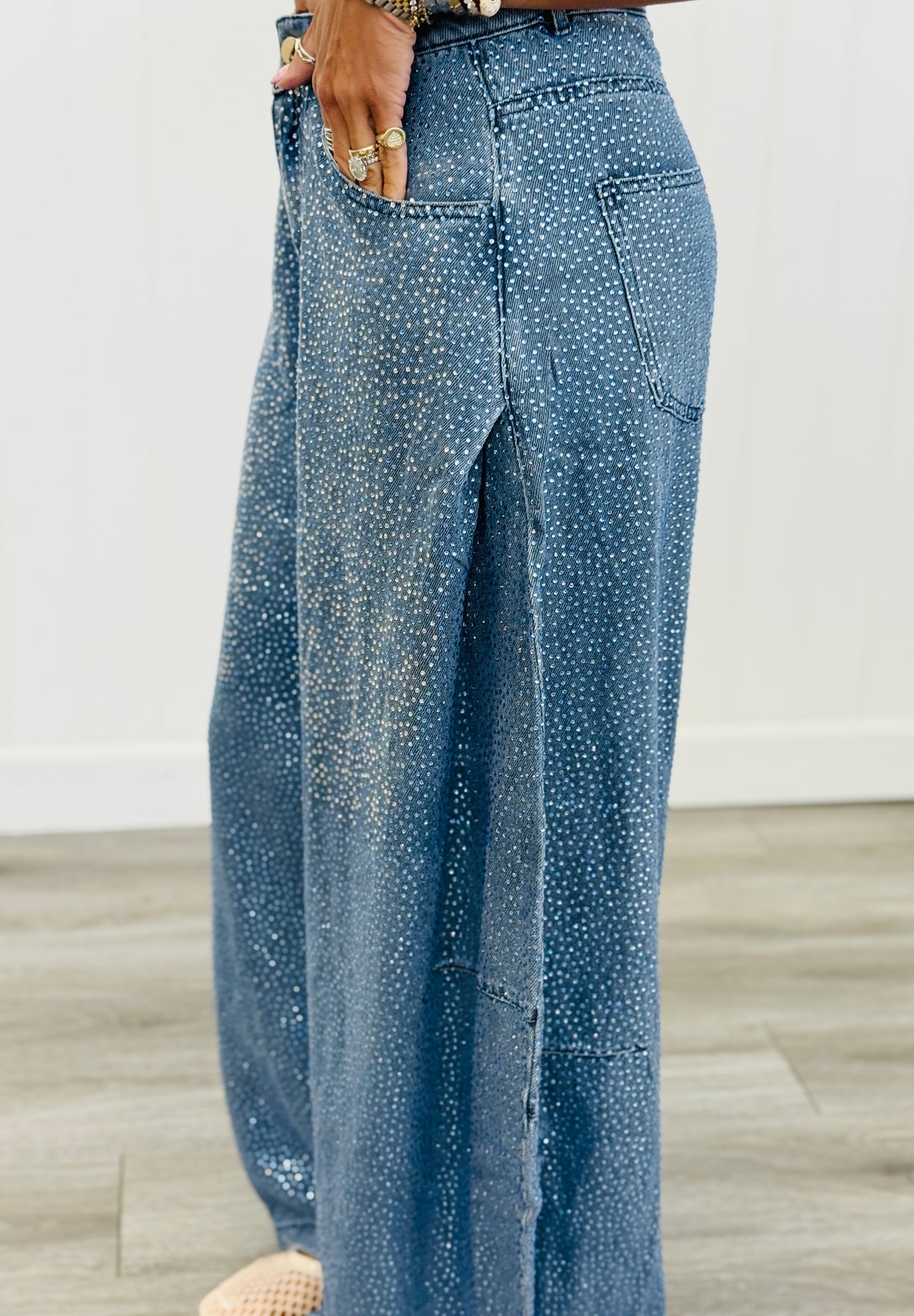 Queen Of Sparkles Denim Rhinestone Barrel Jeans (Reg. and Plus)