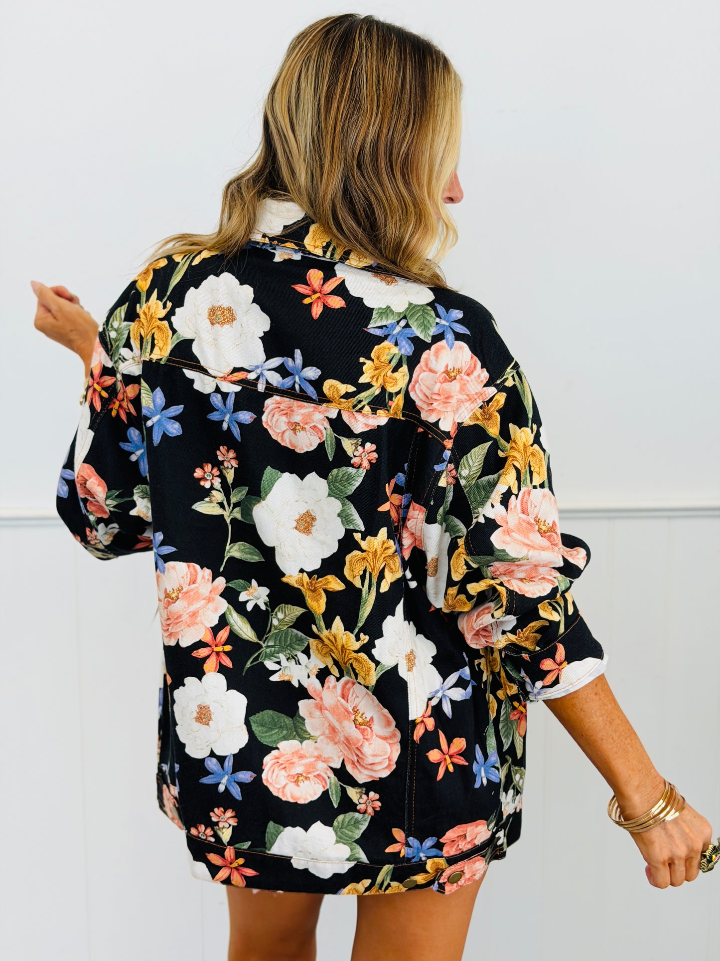 Black Multi Botanical Floral Print Jacket (Reg.)