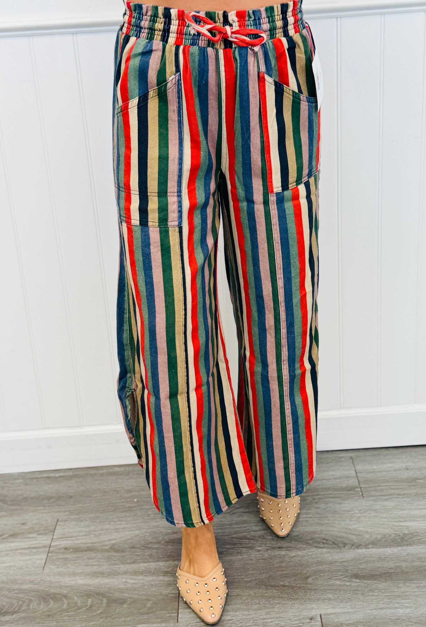 Multi Stripe Tulip Hem Pull On Pants (Reg.)