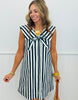 Striped Sleeveless Button Down Midi Dress (Reg.)