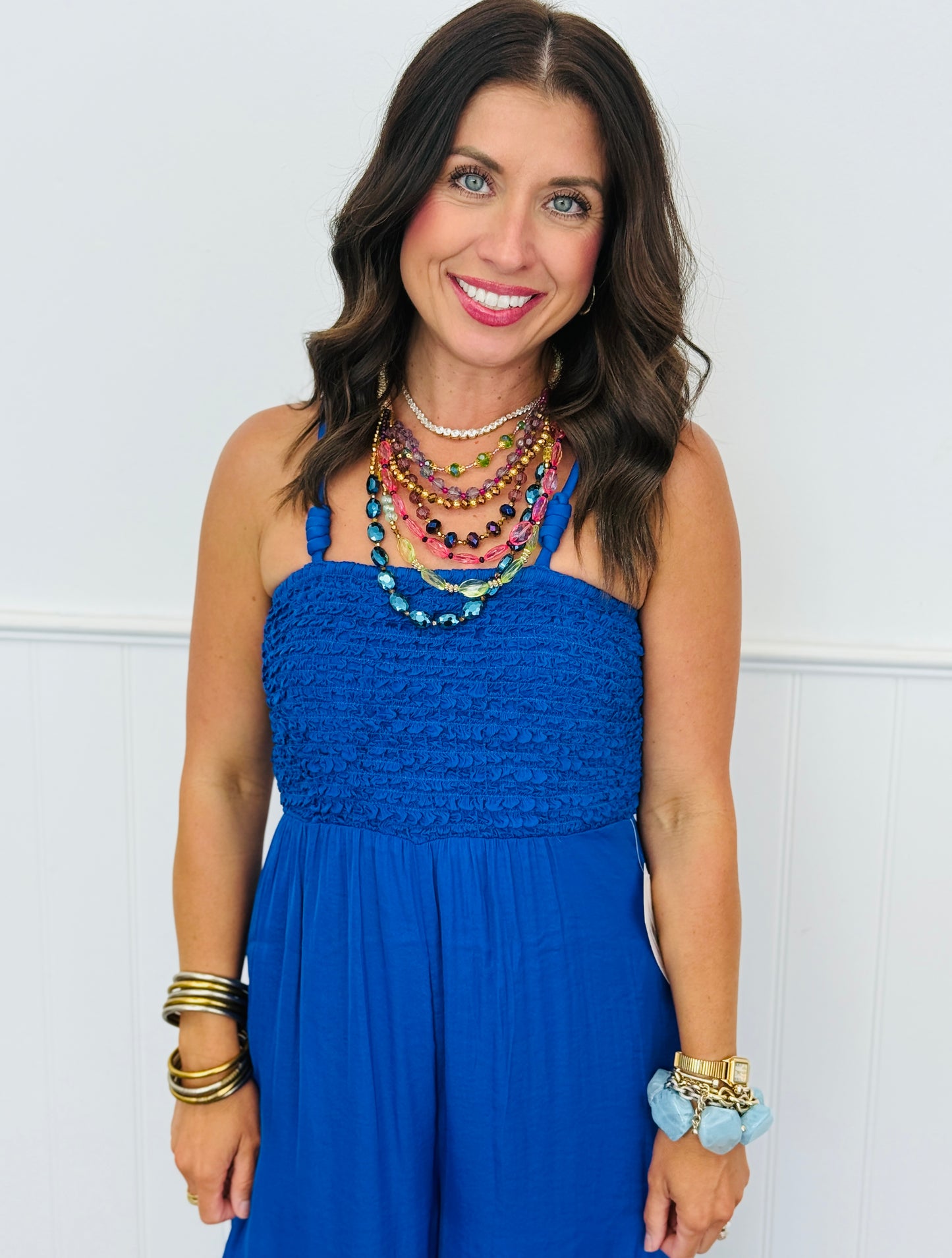 Smocked Bodice Wide Leg Jumpsuit (Reg.) - 3 Colors