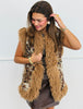 Brown Tapestry Fur Trim Vest Top (Reg & Plus)