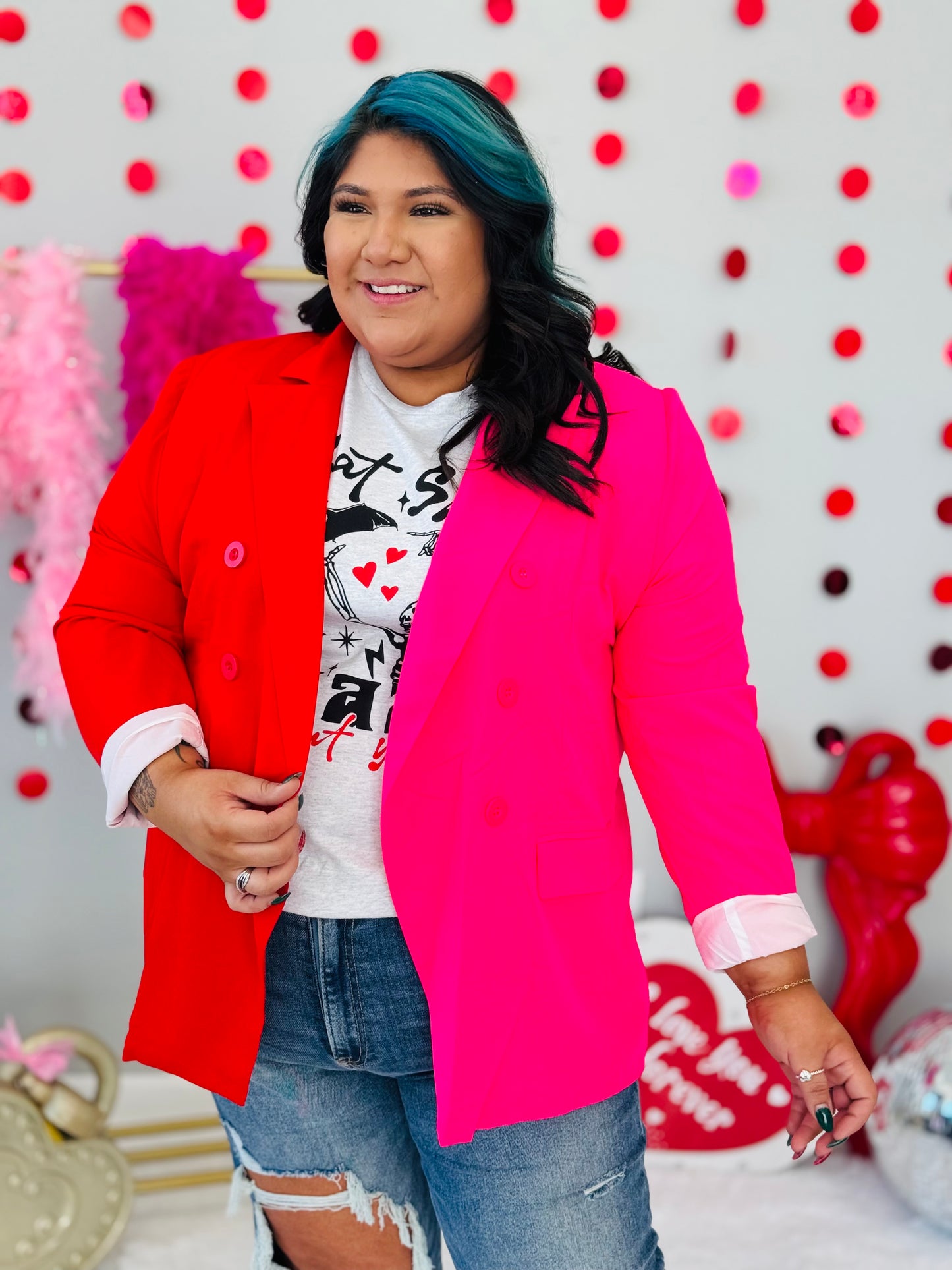 Pink/Red Setting Standards Blazer(Reg. and Plus)