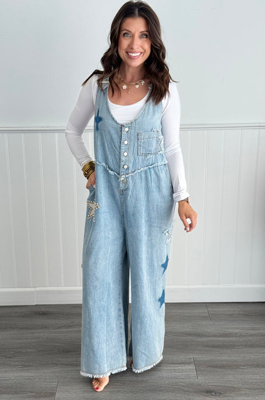 POL Denim Star Patch Overalls (Reg)