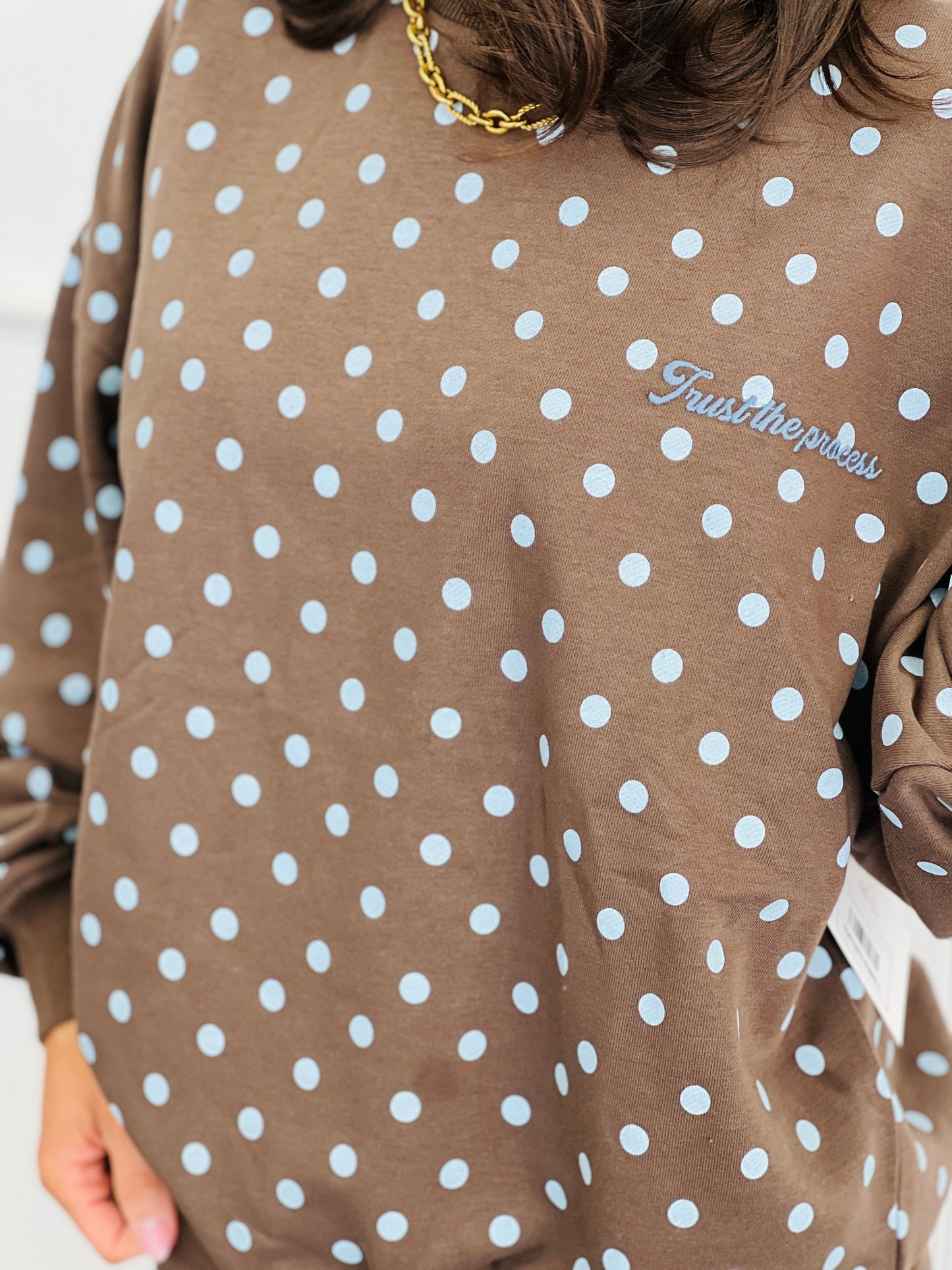 Brown/Light Blue Polka Dot Trust The Process Sweatshirt (Reg.)