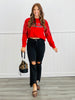 Red Jolly Sequin Sleeve Sweatshirt (Reg. and Plus)