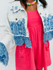 POL Ivory/Blue Cropped Jacket Top (Reg.)