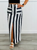 Bold Stripe Front Slit Maxi Skirt (Reg.)-2 Colors