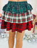 Christmas Multi Tartan Plaid Tiered Mini Skirt (Reg.)