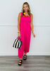 Hot Pink Smocked Balloon Leg Jumpsuit (Reg.)