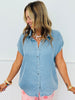 Lt. Blue Button Down Top (Reg.)