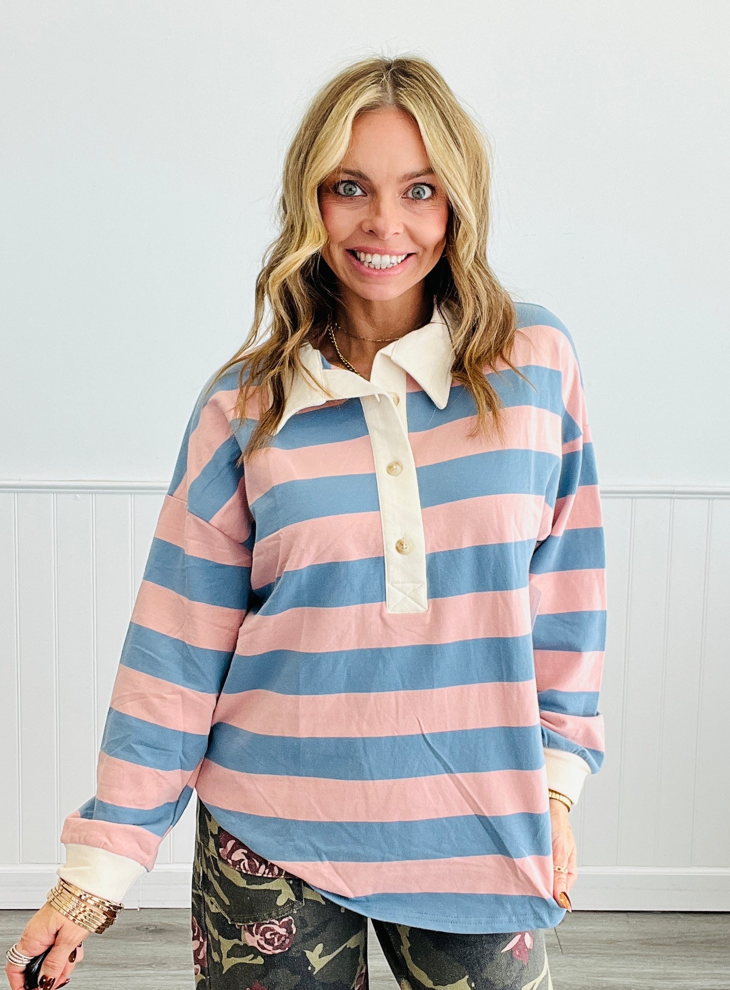 French Terry Striped Sweatshirt (Reg.)-2 Colors