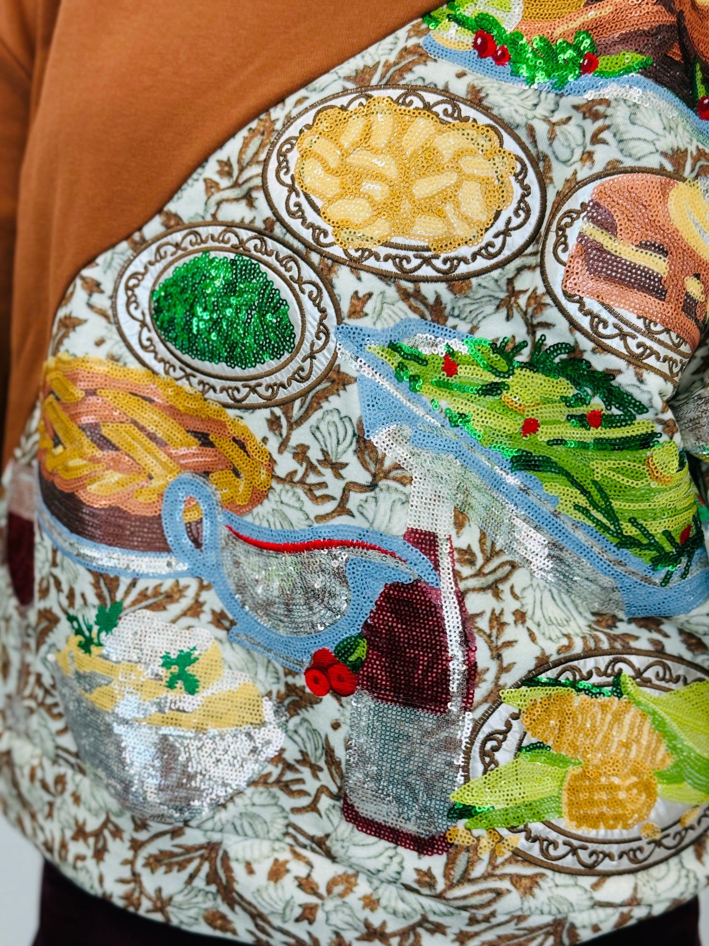 Queen Of Sparkles Brown Thanksgiving Meal Sweatshirt (Reg. and Plus)