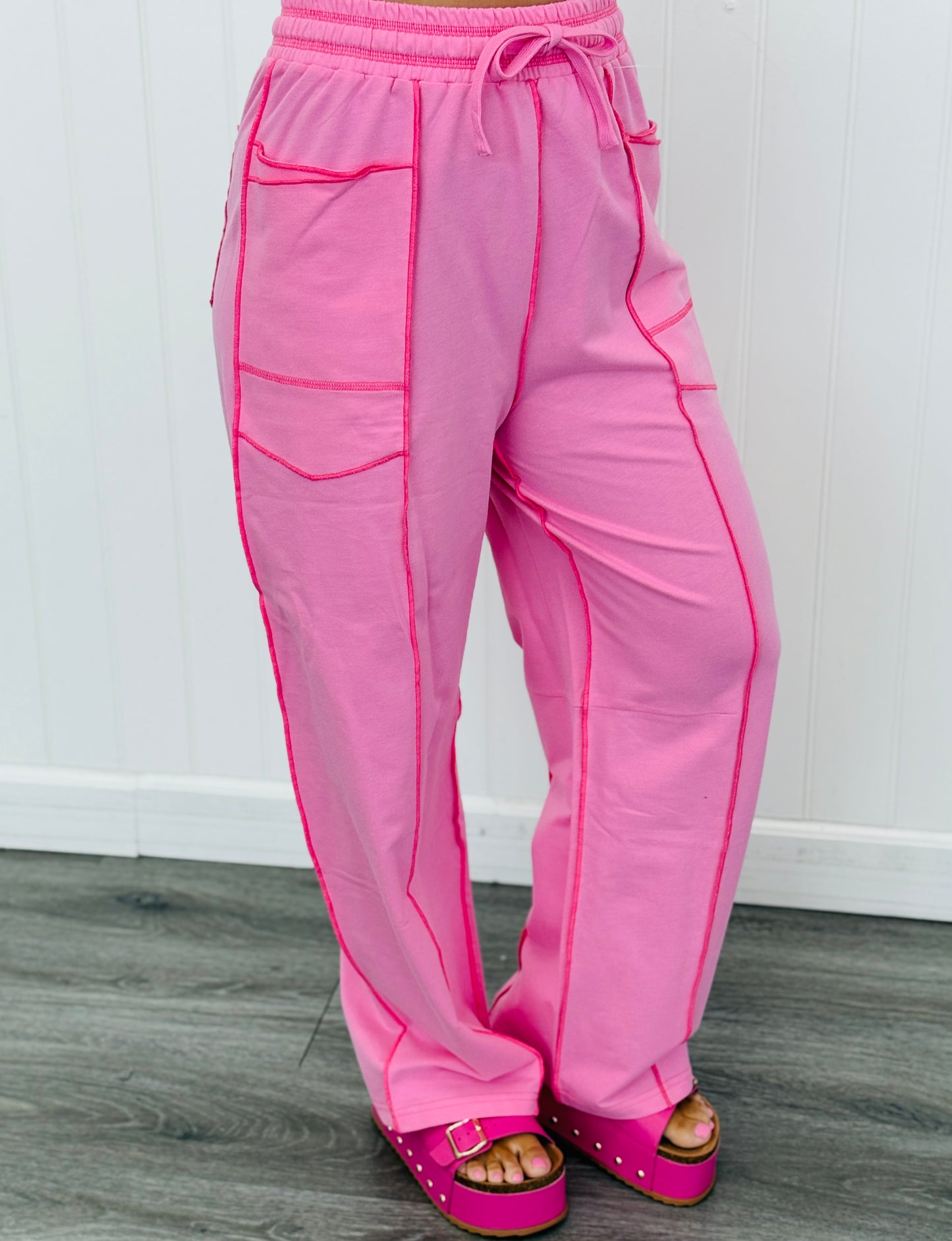 Pink Stitch Detailing Pants (Reg.)