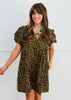 Taupe Leopard Print Smock Mini Dress (Reg & Plus)