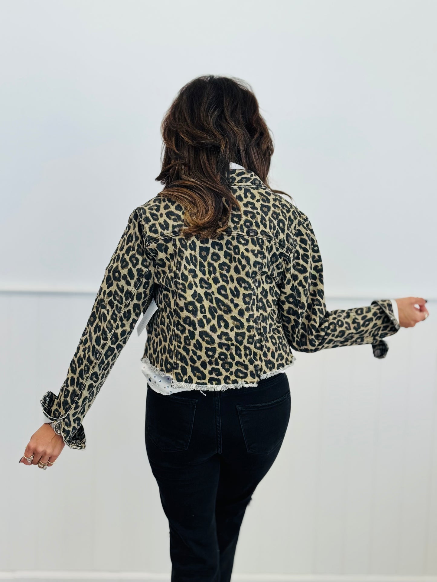 WR x Risen Leopard Print Super Soft Fray Hem Jacket (Reg & Plus)