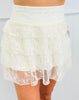 Ivory Lace Ruffle Mini Skirt (Reg. and Plus)