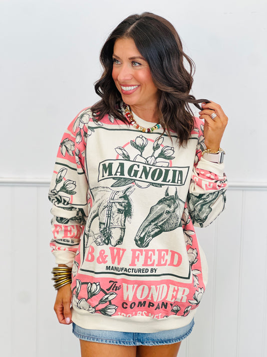 Pink Horse Print Sweatshirt (Reg.)
