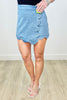 Medium Indigo Scalloped Wrap Skort (Reg.)
