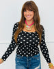 Polka Dot Square Neck LS Top (Reg. and Plus)