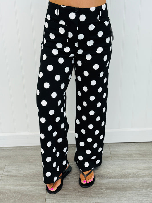 Black/White High Rise Polka Dot Pants (Reg & Plus)