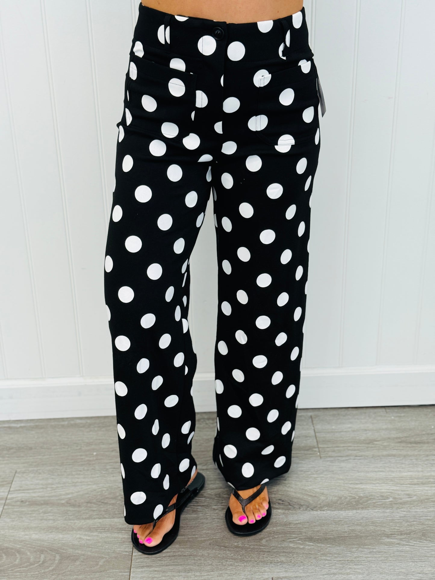 Black/White High Rise Polka Dot Pants (Reg & Plus)