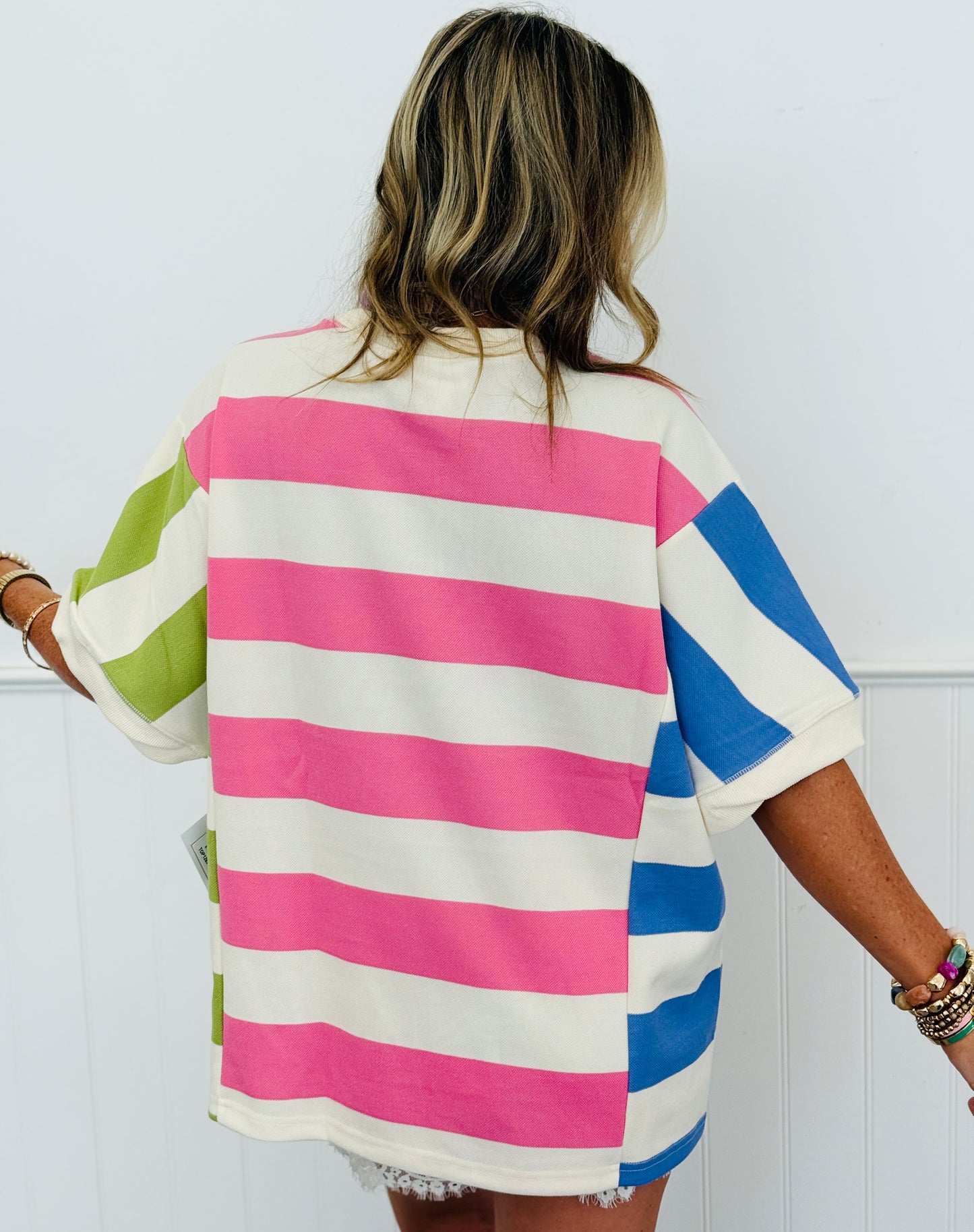 Peri/Pink/Lime Striped Boxy Top (Reg.)