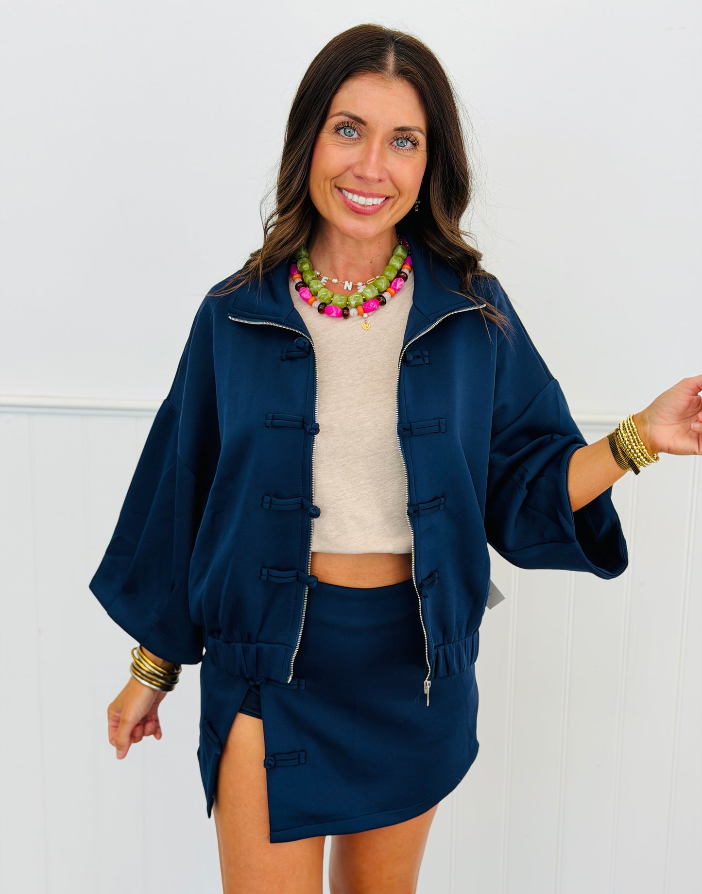 Navy Zip Up Jacket & Mini Skort Set (Reg.)