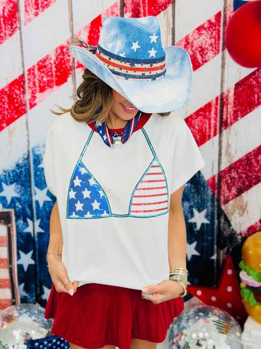 Stars/Stripes Sequin Bikini Top (Reg. and Plus)