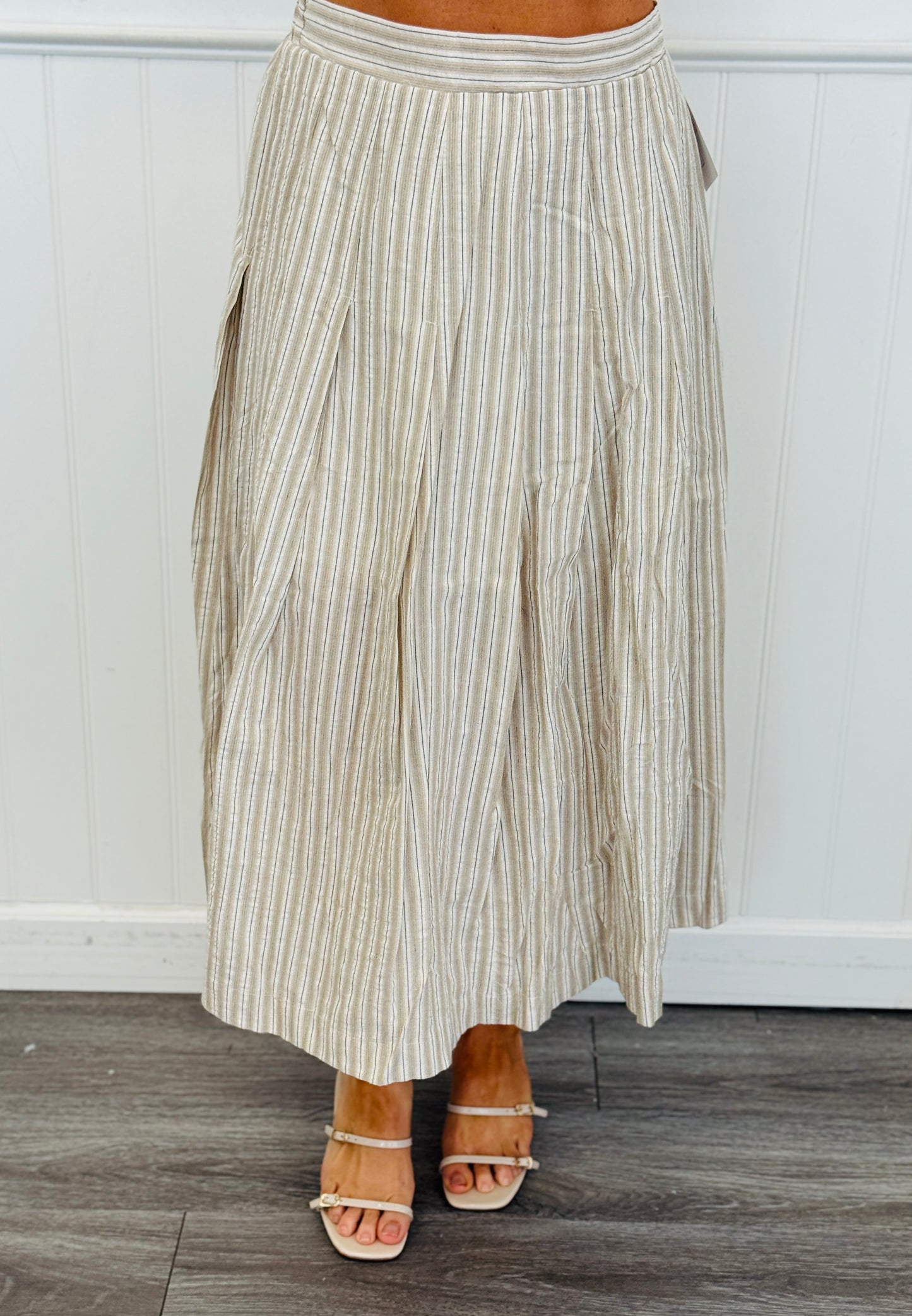 Stripe Pleated Maxi Skirt (Reg & Plus)-2 Colors