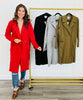 Solid Long Sleeve Button Coat (Reg. & Plus)- 4 Colors