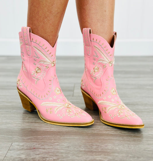 Pink A Chance To Stand Out Embroidered Boots