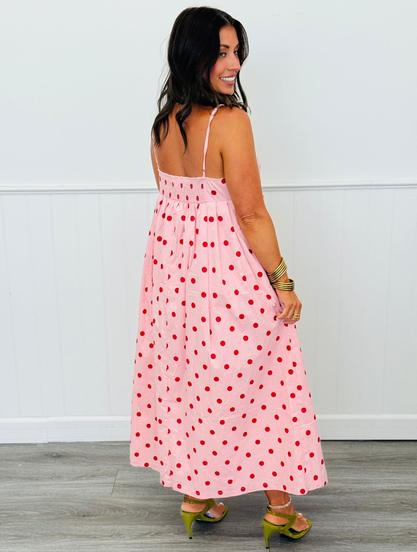 Pink Polka Dot Midi Dress (Reg.)