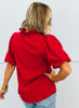 Wine Red Bubble Sleeve Blouse (Reg. and Plus)