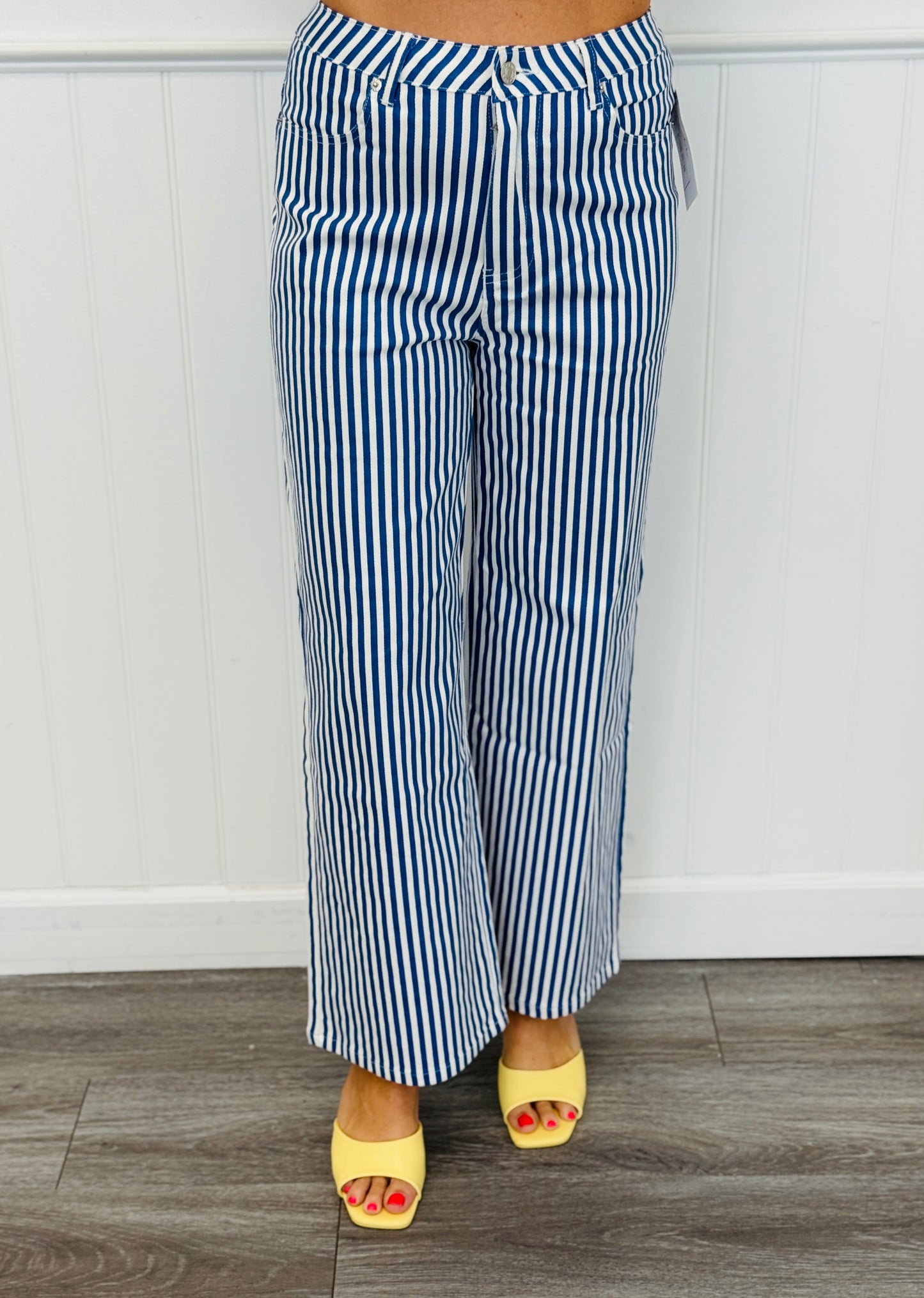 Denim Striped Wide Leg Pants (Reg.)
