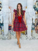 Red Plaid Velvet Bow Mini Dress (Reg. and Plus)