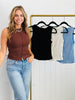 Double Rib Sleeveless Button Top (Reg.)-4 Colors