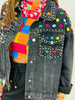 Black Denim Studded Jewels Button Up Jacket (Reg. and Plus)
